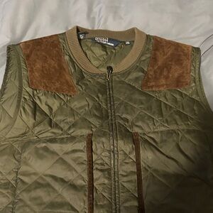 Polo by Ralph Lauren Olive Quilted Vest with Suede Accents